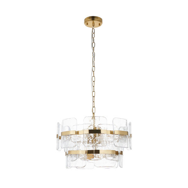 Ancara 3 Light Clear Glass Pendant dimension drawing showing width and drop