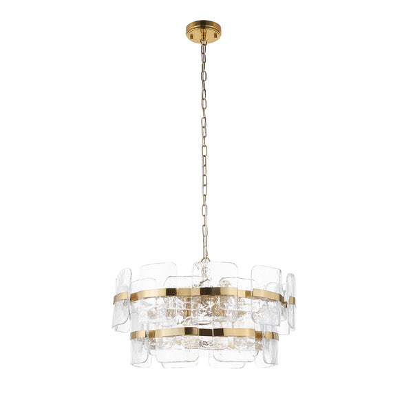 Ancara 6 Light Clear Glass Pendant – alternative view in brushed aged brass