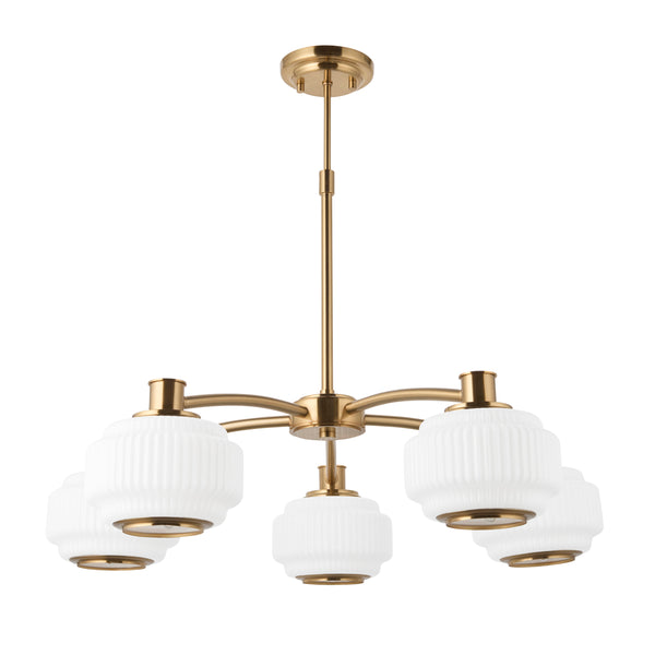 Evora 5 Light Pendant – alternative view in brushed aged brass