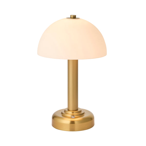Endon Bridport Rechargeable Table Lamp in warm brass on a white background
