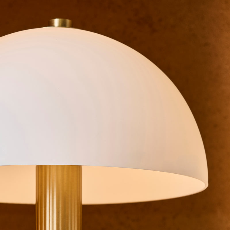Close-up of the Bridport Rechargeable Table Lamp shade and finish