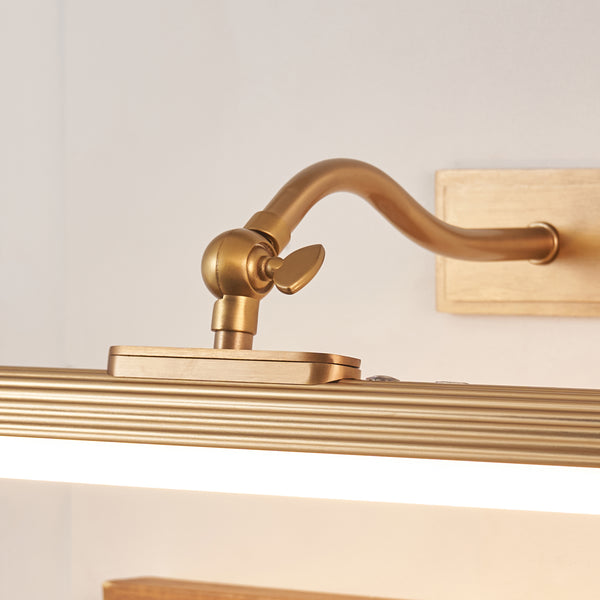 Detail of the warm brass finish on the Kindos Rechargeable Picture Light