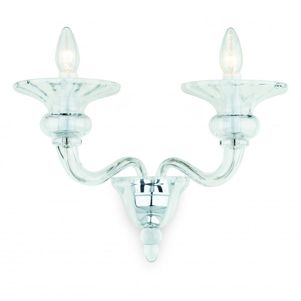Impex Zagreb 2 Light Wall Light in Chrome & Clear Glass – A stylish and elegant wall light, perfect for modern and classic interiors. High-quality and durable design.