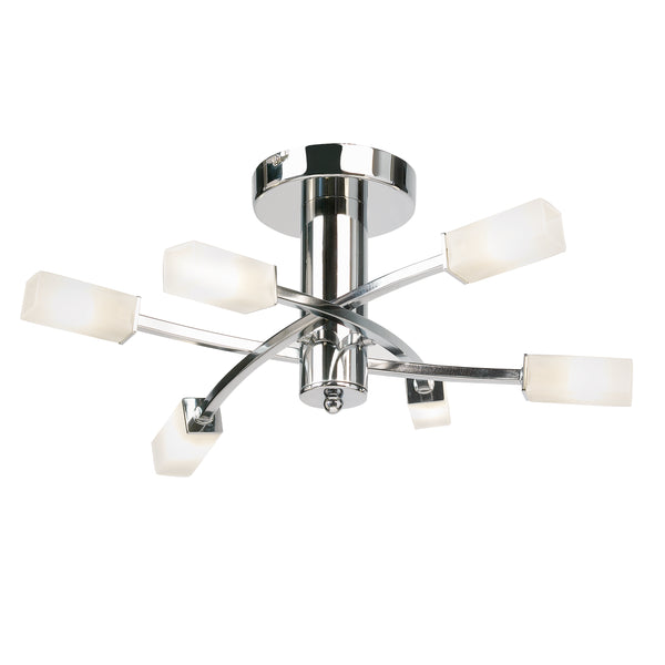 Endon Havana 6 Light Semi Flush Ceiling Light in chrome with frosted glass