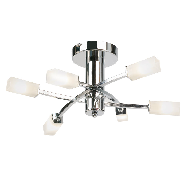 Endon Havana 6 Light Semi Flush Ceiling Light in chrome with frosted glass