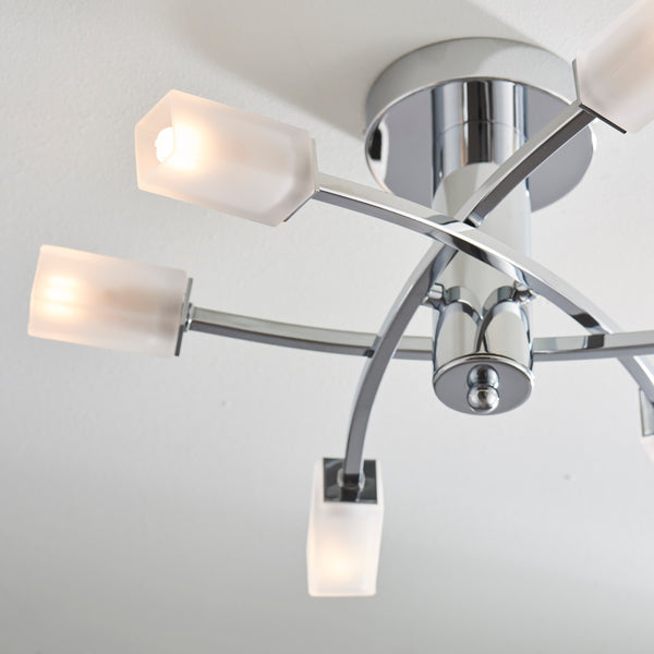 Havana 6 Light Semi Flush Ceiling Light in chrome shown in a room setting
