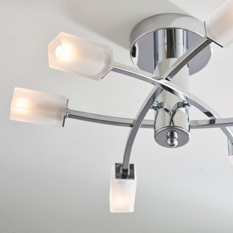 Havana 6 Light Semi Flush Ceiling Light in chrome shown in a room setting