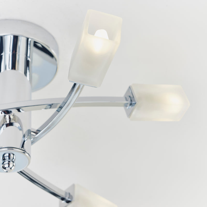 Close-up of the frosted glass on the Havana 6 Light Semi Flush Ceiling Light