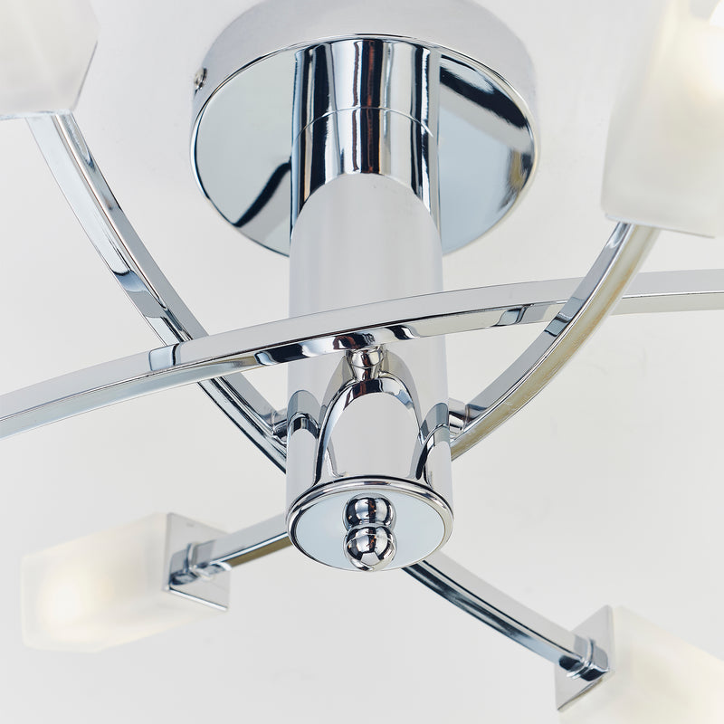 Detail of the chrome finish on the Havana 6 Light Semi Flush Ceiling Light