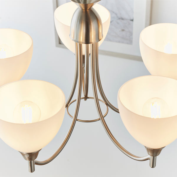 Close-up of the opal glass on the Alton 5 Light Pendant