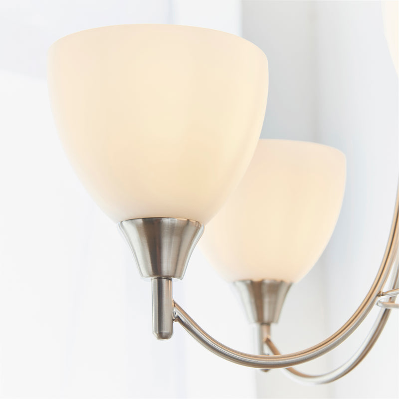Alton 5 Light Pendant detail showing the opal glass and fittings