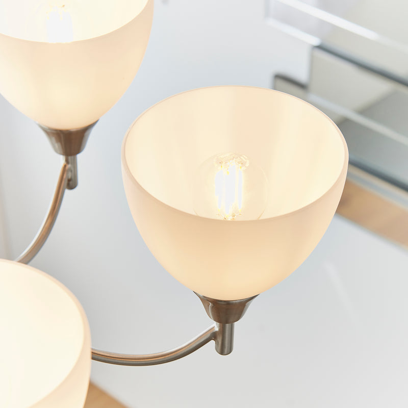 Close-up of the Alton 5 Light Pendant ceiling plate and fittings