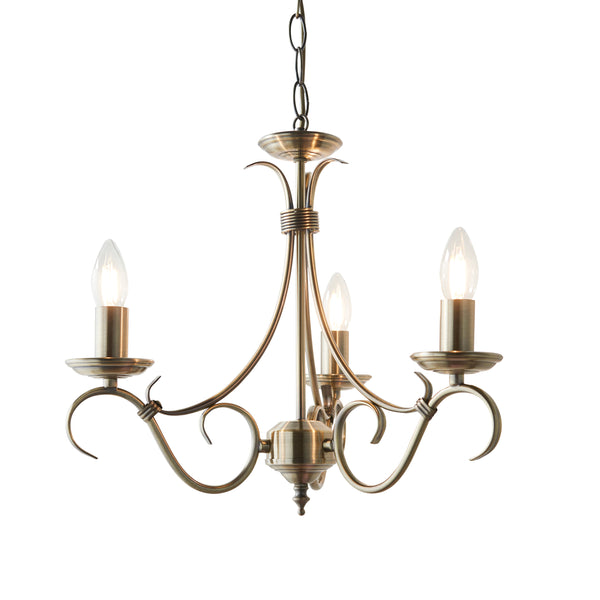 Endon Bernice 3 Light Chandelier in antique brass