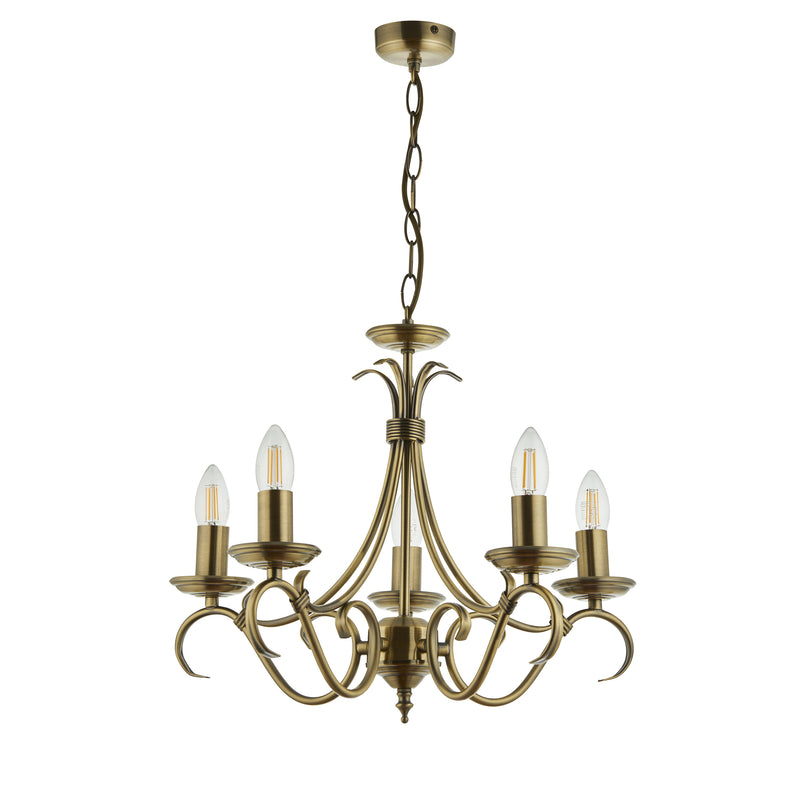 Bernice 5 Light Chandelier – alternative view in antique brass