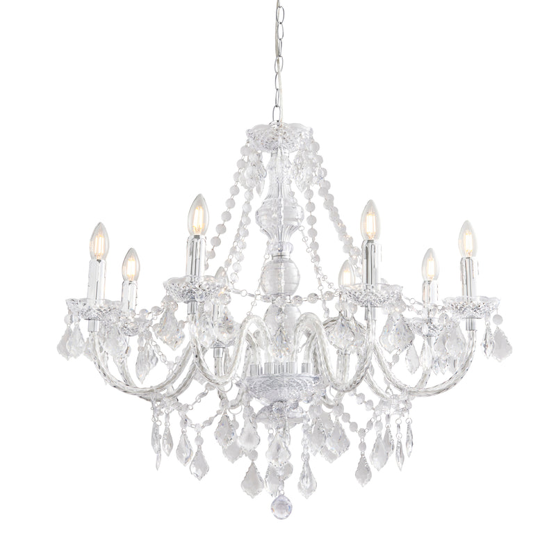 Endon Clarence 8 Light Chandelier in chrome and clear acrylic