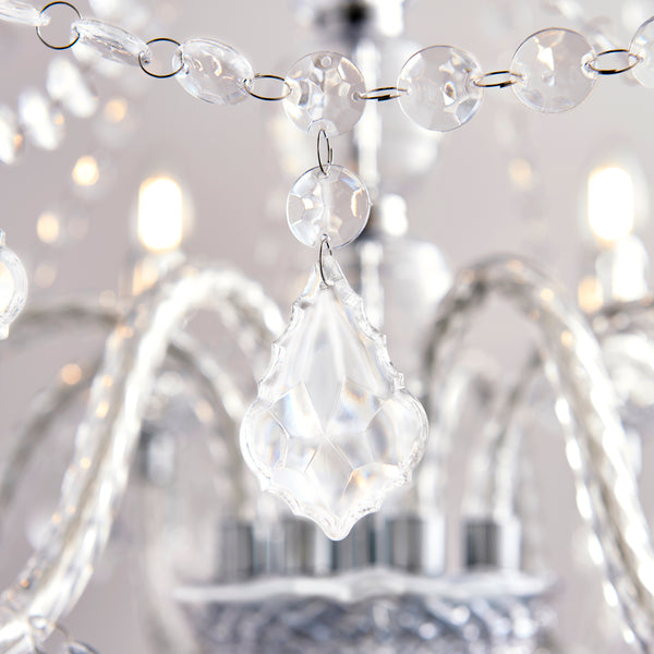 Close-up of the metalwork on the Clarence 8 Light Chandelier
