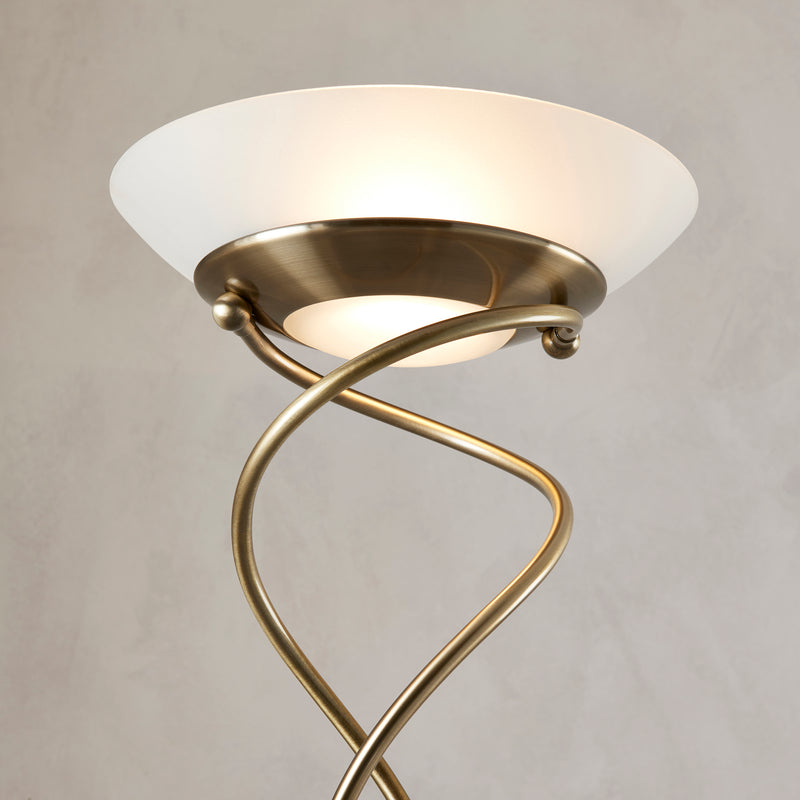 Monaco Mother and Child Floor Lamp lit up in a living room setting