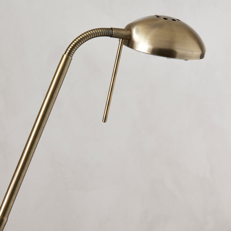 Detail of the antique brass finish on the Monaco Mother and Child Floor Lamp