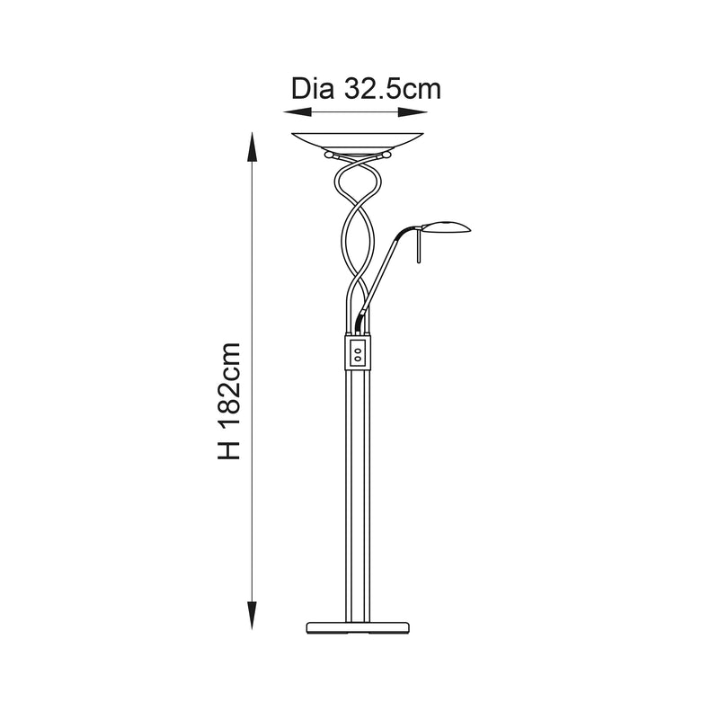 Monaco Mother and Child Floor Lamp dimension drawing showing height and width