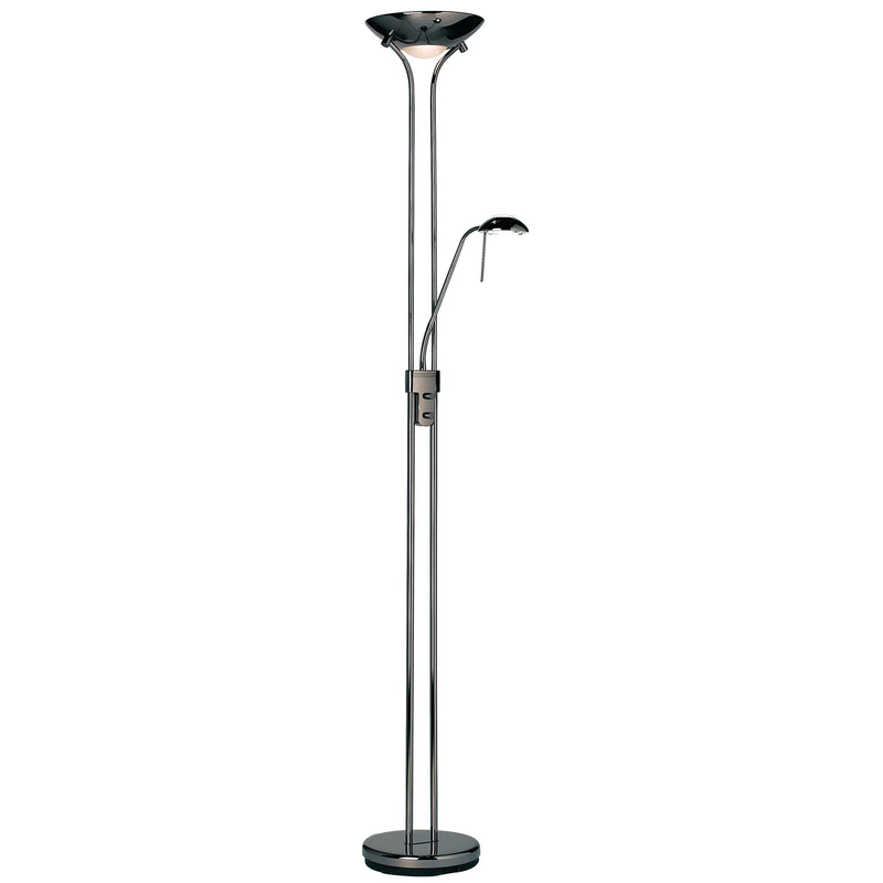Endon Rome Mother and Child Floor Lamp in black chrome on a white background