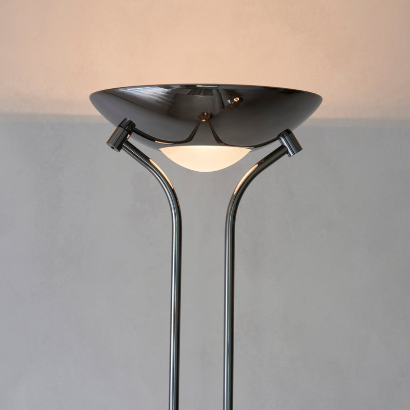 Rome Mother and Child Floor Lamp lit up in a living room setting