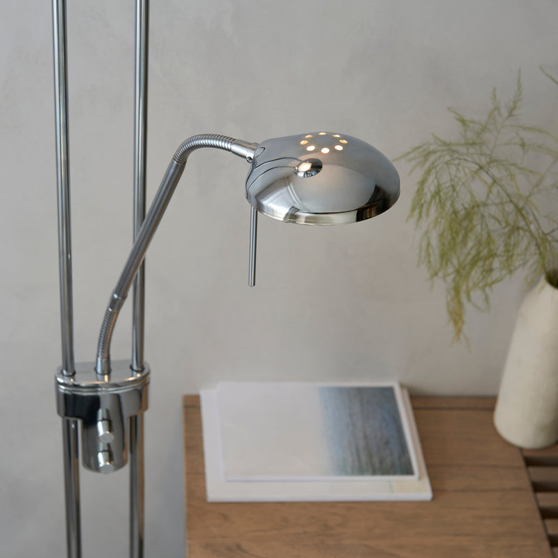 Detail of the chrome finish on the Rome Mother and Child Floor Lamp