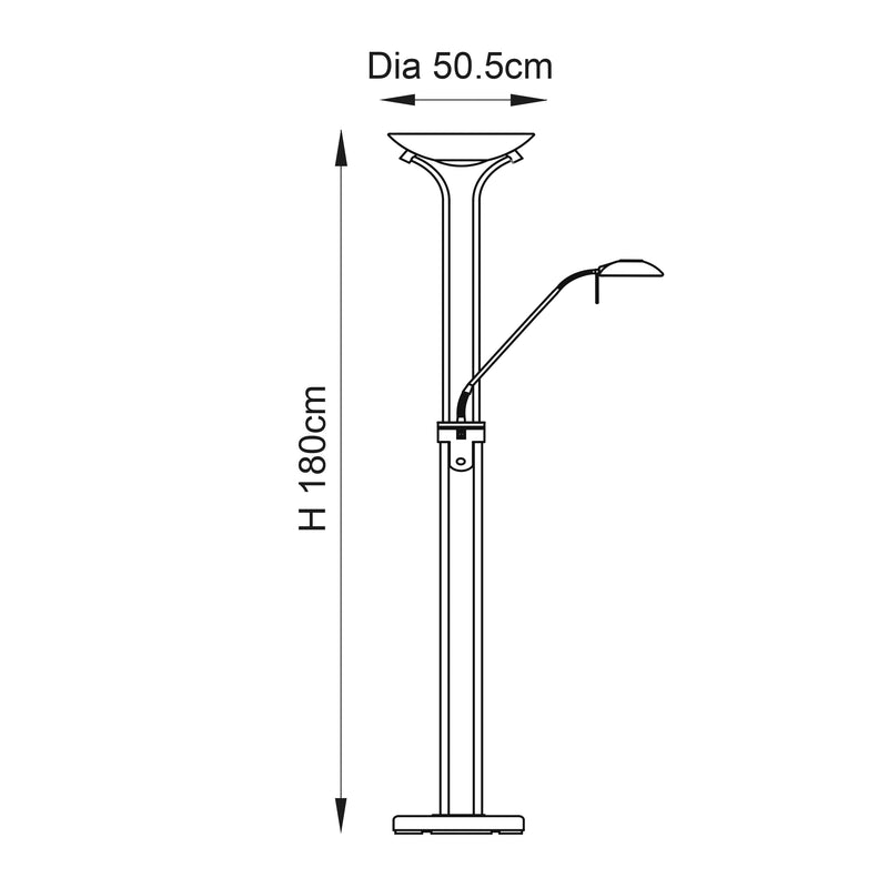 Rome Mother and Child Floor Lamp dimension drawing showing height and width