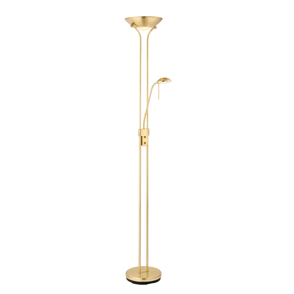 Endon Rome Mother and Child Floor Lamp in satin brass on a white background