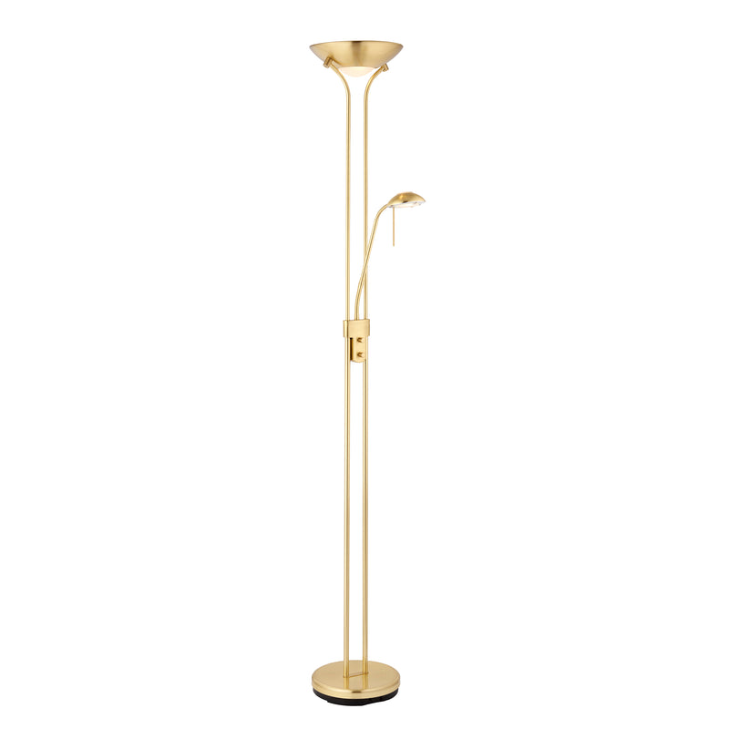 Endon Rome Mother and Child Floor Lamp in satin brass on a white background