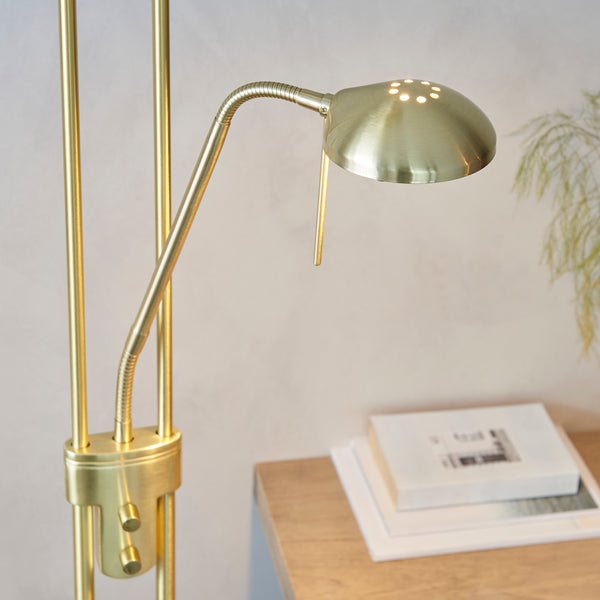 Detail of the satin brass finish on the Rome Mother and Child Floor Lamp