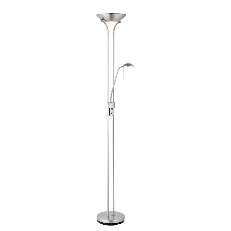 Endon Rome Mother and Child Floor Lamp in satin chrome on a white background