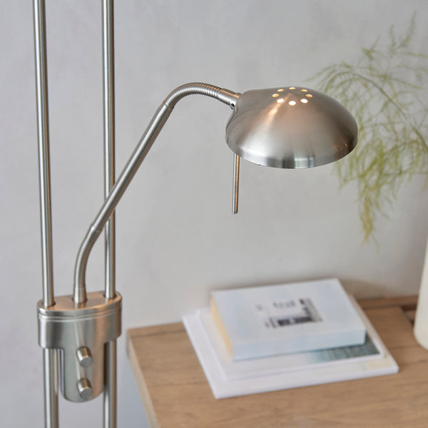 Detail of the satin chrome finish on the Rome Mother and Child Floor Lamp