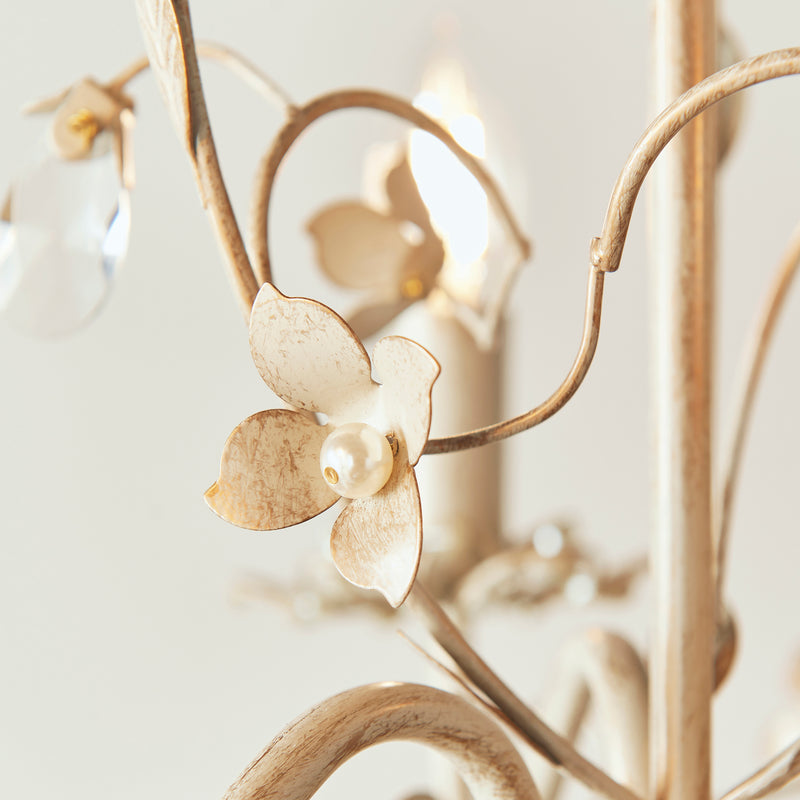 Close-up of the Lullaby 3 Light Chandelier ceiling plate and fittings