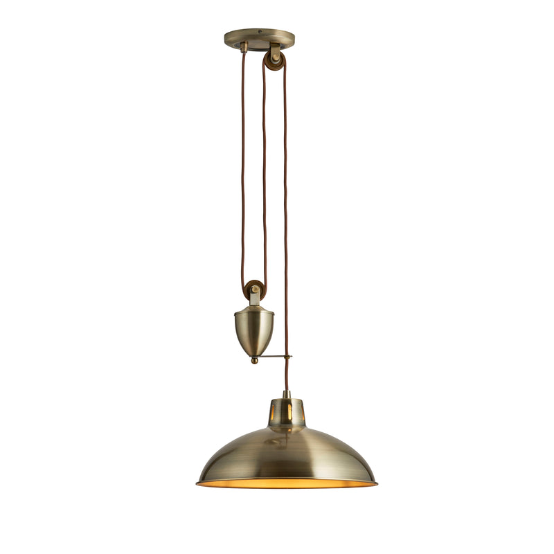 Endon Polka Rise and Fall Pendant in antique brass