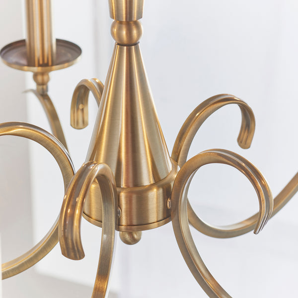 Close-up of the metalwork on the Kora 5 Light Chandelier