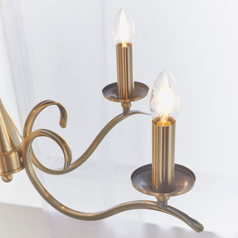 Kora 5 Light Chandelier detail showing the metalwork and fittings
