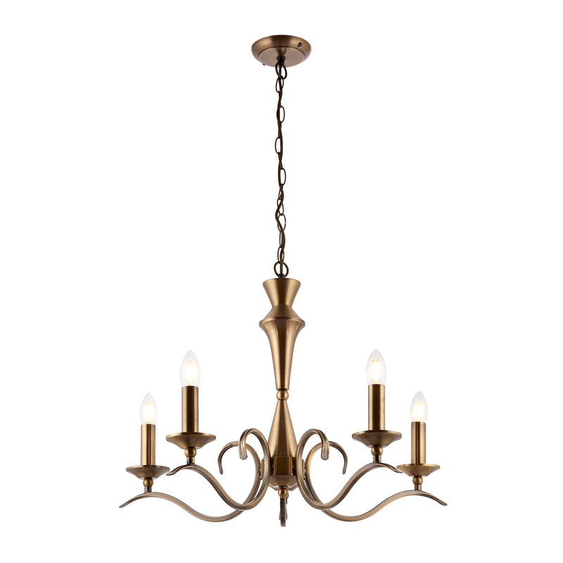 Kora 5 Light Chandelier – alternative view in antique brass