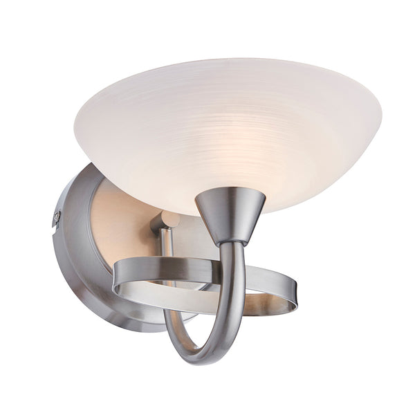 Endon Cagney Wall Light in Satin Chrome with White Painted Glass Shade – Modern & Dimmable G9 LED Wall Sconce for Bedrooms, Hallways & Living Spaces