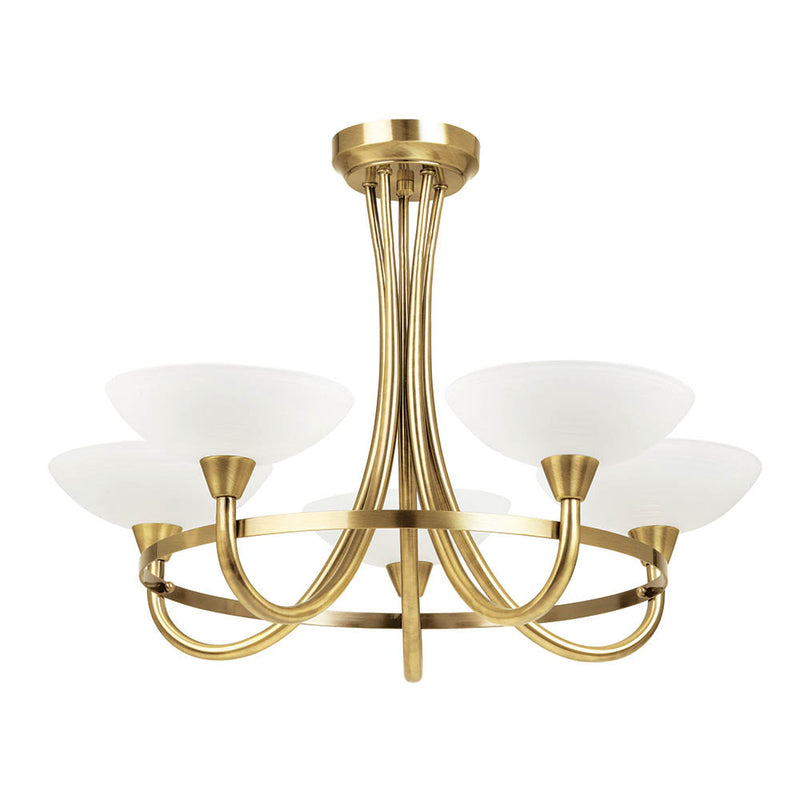 Cagney 5 Light Semi Flush Ceiling Light – alternative view in antique brass