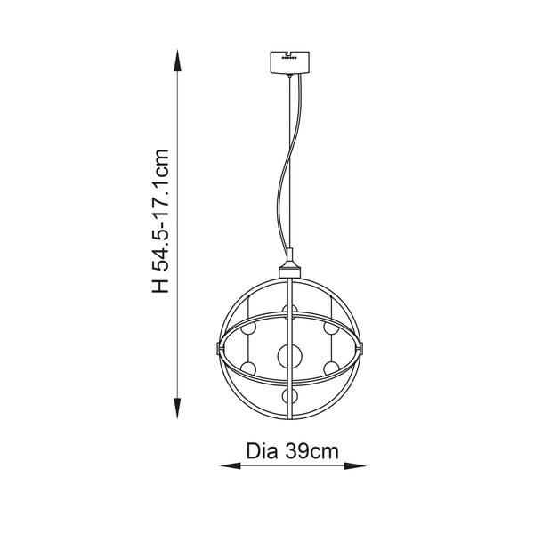 Muni 390mm Pendant Ceiling Light Chrome - Comet Lighting