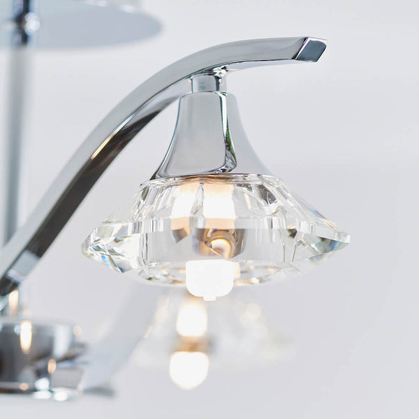 Close-up of the clear crystal on the Langella 3 Light Crystal Semi Flush Ceiling Light