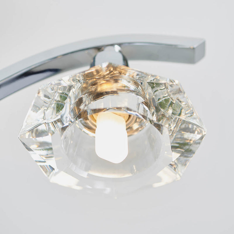Close-up of the Langella 5 Light Crystal Semi Flush Ceiling Light ceiling plate and fittings