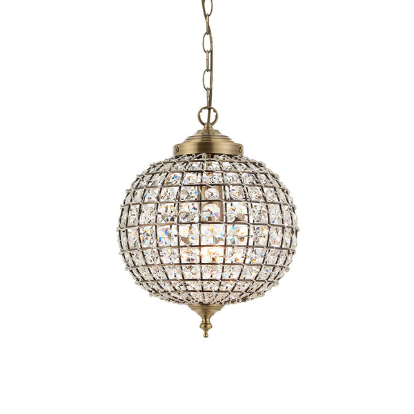 Endon Tanaro Pendant in antique brass with clear glass
