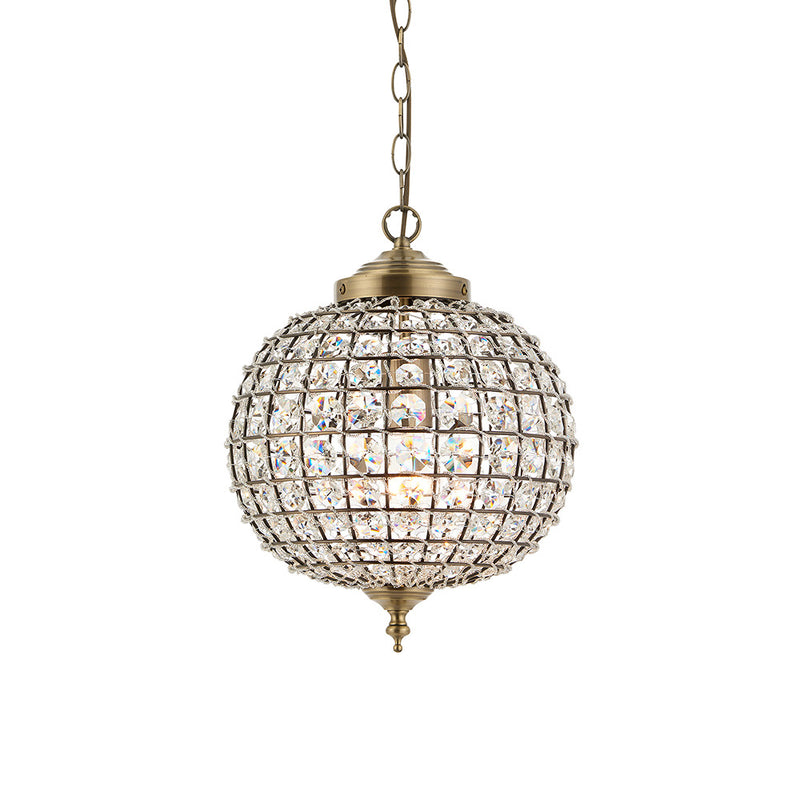 Endon Tanaro Pendant in antique brass with clear glass
