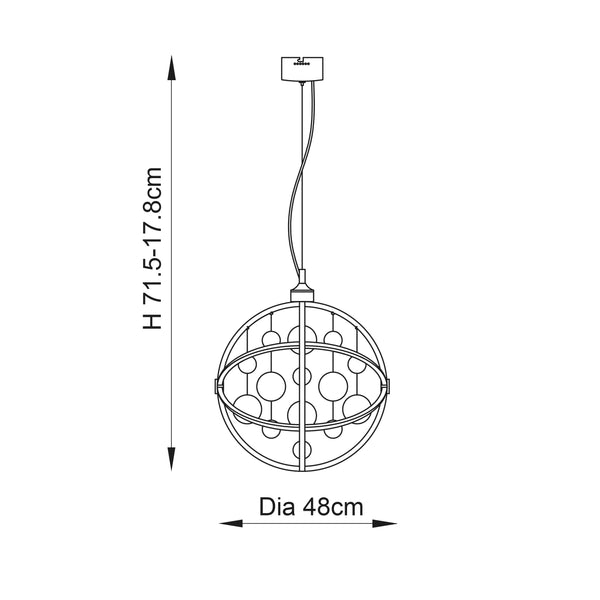 Muni 480mm Pendant Ceiling Light Copper - Comet Lighting