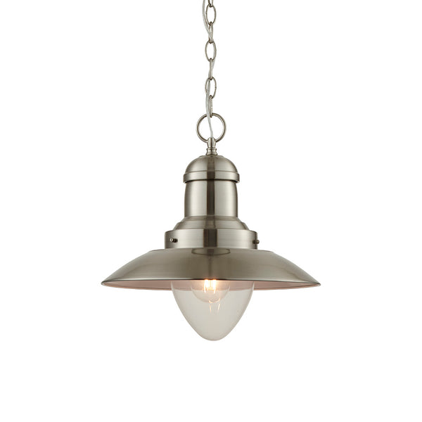 Endon Mendip Pendant in satin nickel with clear glass