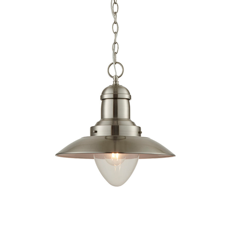Endon Mendip Pendant in satin nickel with clear glass