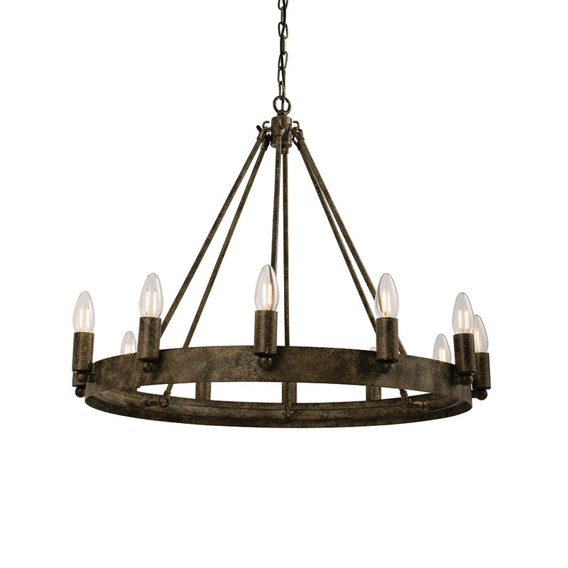 Endon Chevalier 12 Light Candle Chandelier in aged metal