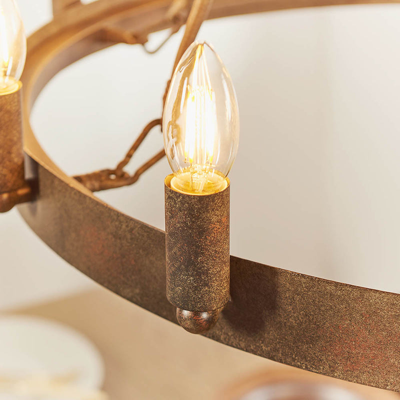 Close-up of the Chevalier 12 Light Candle Chandelier ceiling plate and fittings