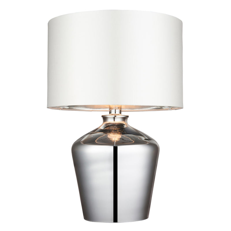 Endon Waldorf Glass Table Lamp in chrome and ivory on a white background